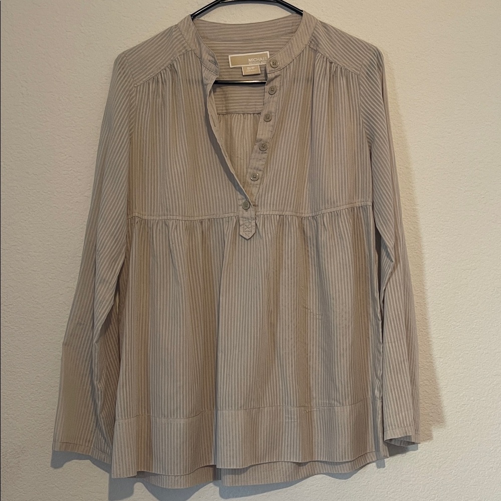 Michael Kors Taupe Striped Blouse